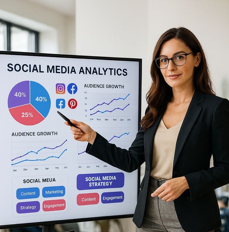Social media strategy planning with calendar and analytics